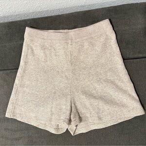 Women's Cream Ribbed Shorts